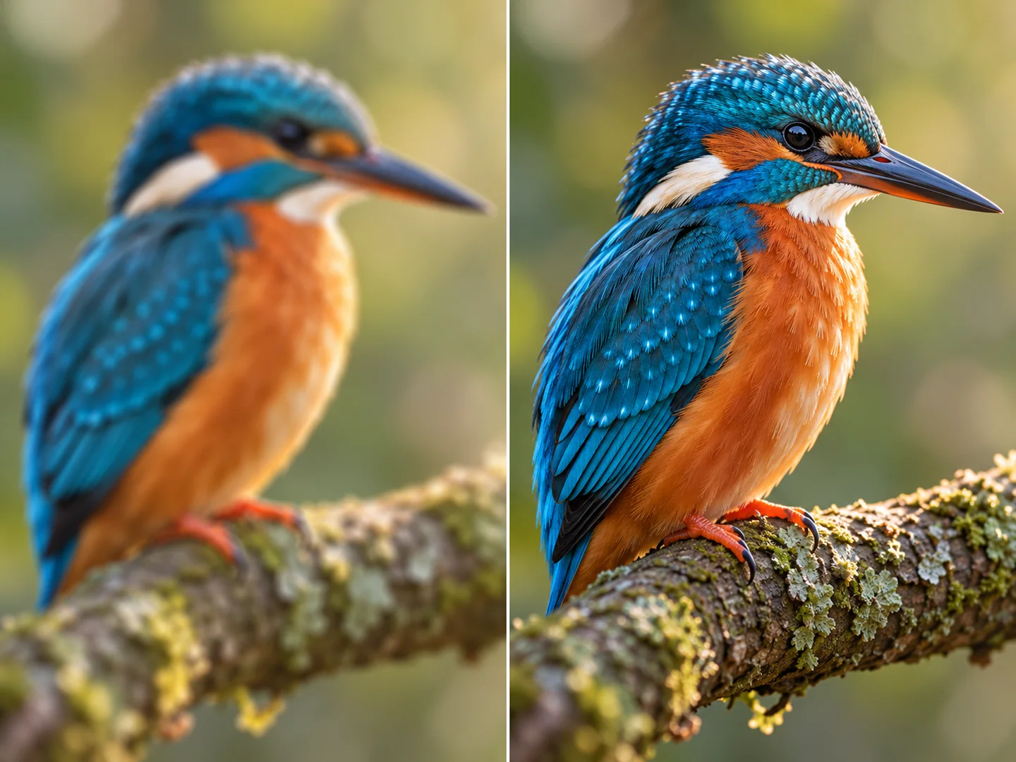 Soft and detailed kingfisher concepts side by side
